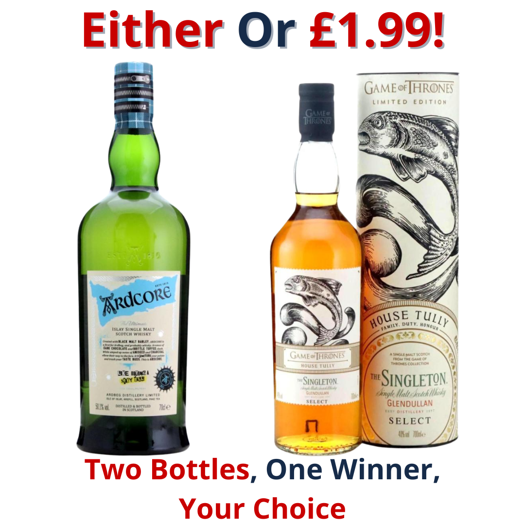 Either Or Ardbeg Ardcore or Singleton of Glendullan Select Game of Thrones - House Tully | 2850!