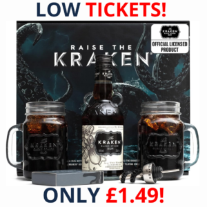 The Kraken Spiced Rum Gift Set Official Kraken Black Spiced, 2x Mason Jar Glasses, Bottle Pourer, Playing Cards Gift Set | 3202!